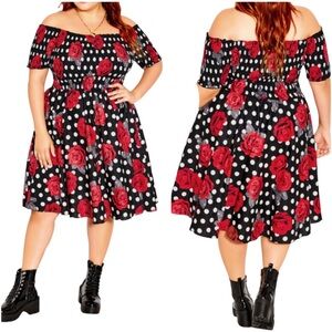 🔺Elegant Off-Shoulder Red Floral Dress🔺